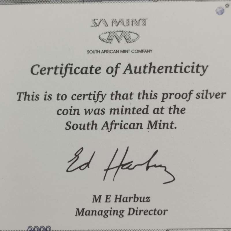 Wine Industry silver Protea R1 Proof 2000 - mintage 1519