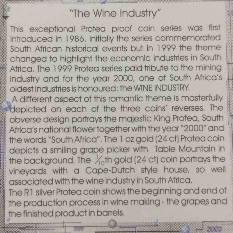 Wine Industry silver Protea R1 Proof 2000 - mintage 1519
