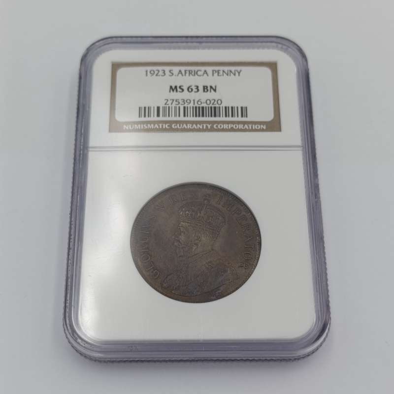1923 SA Union Penny graded MS63 BN by NGC