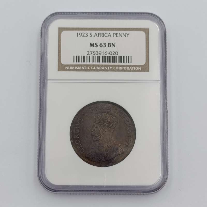 1923 SA Union Penny graded MS63 BN by NGC