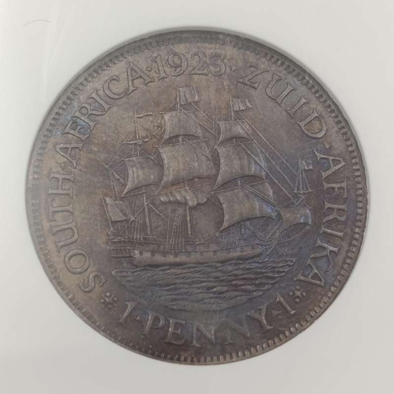 1923 SA Union Penny graded MS63 BN by NGC