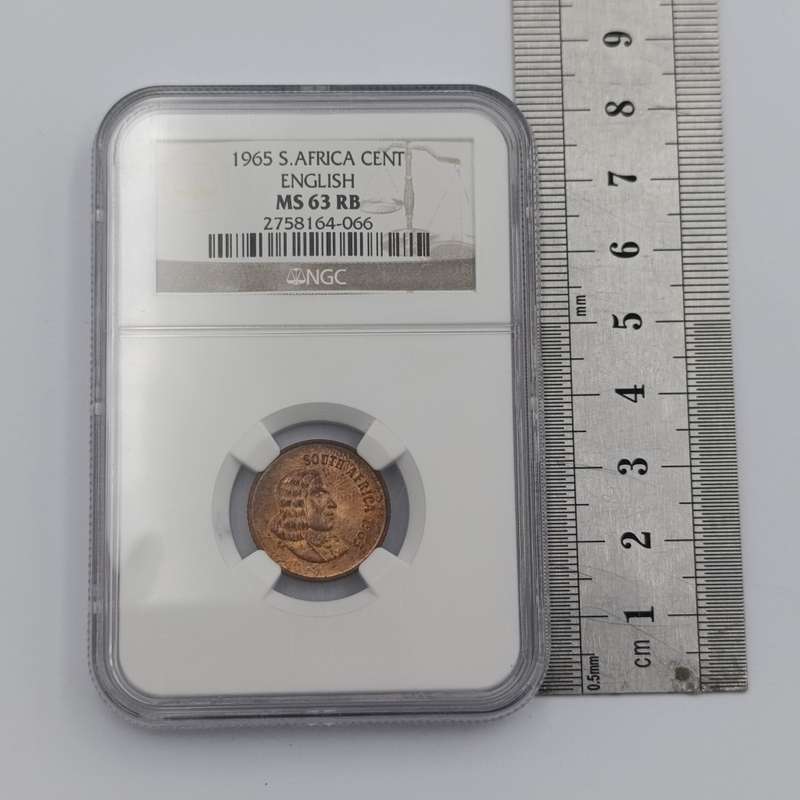 1965 RSA English 1 cent graded M563 RB by NGC - only 1180 minted