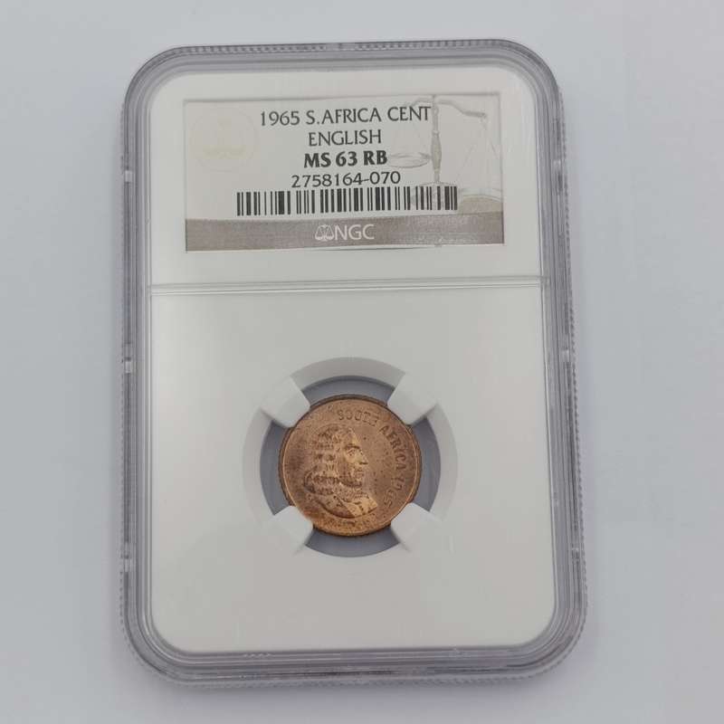 1965 RSA English 1 cent graded MS63 RB by NGC - only 1180 minted