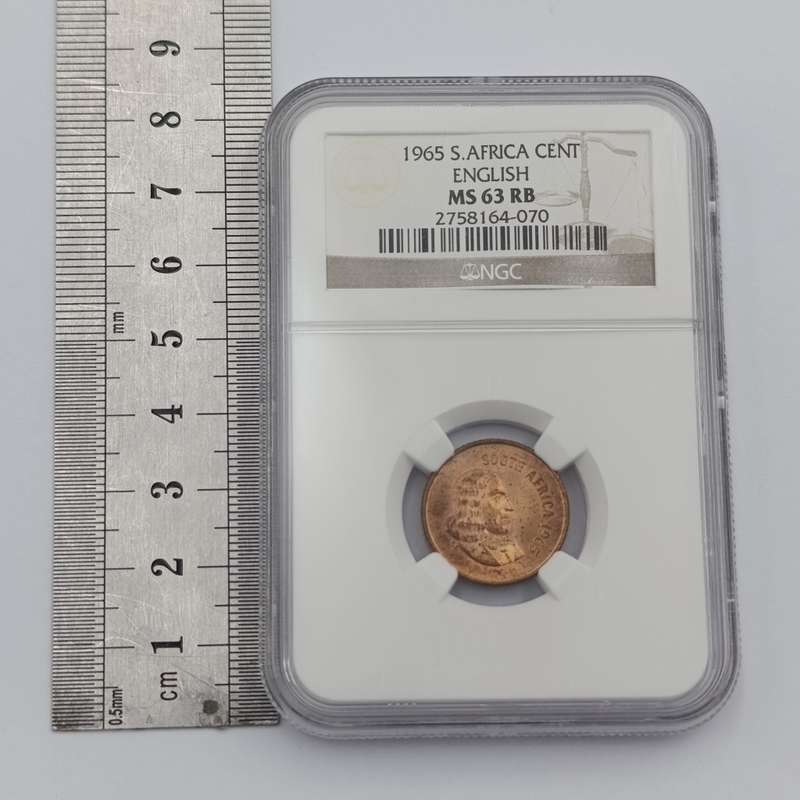 1965 RSA English 1 cent graded MS63 RB by NGC - only 1180 minted
