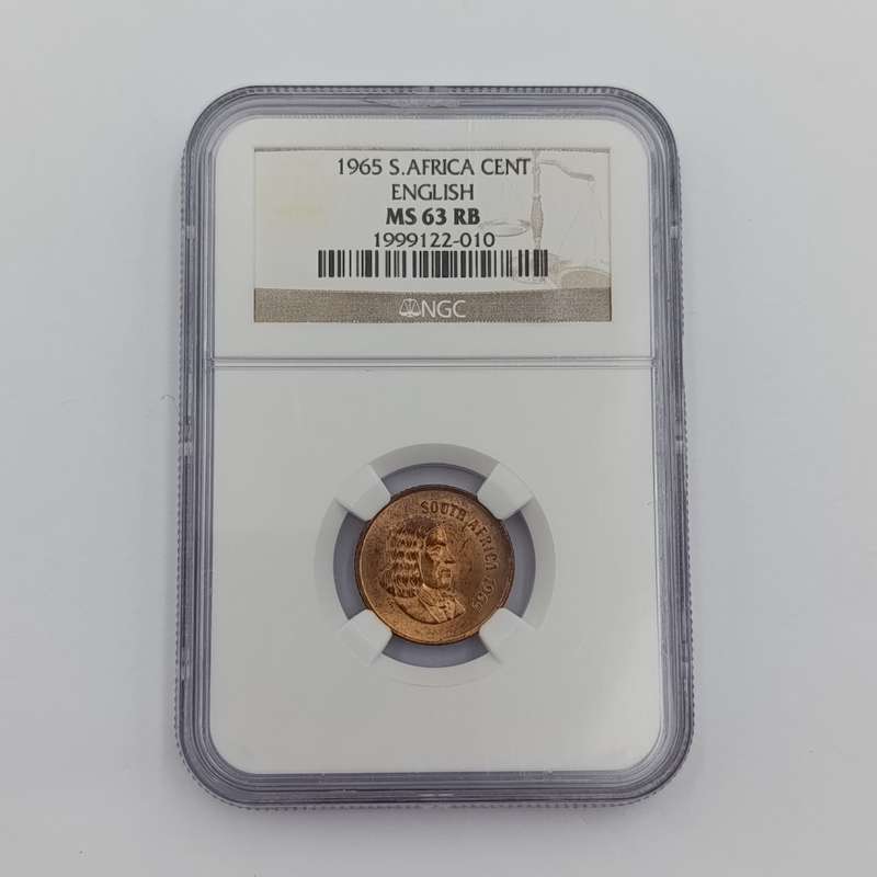 1965 RSA English 1 cent graded ms63 RB by NGC - only 1180 minted