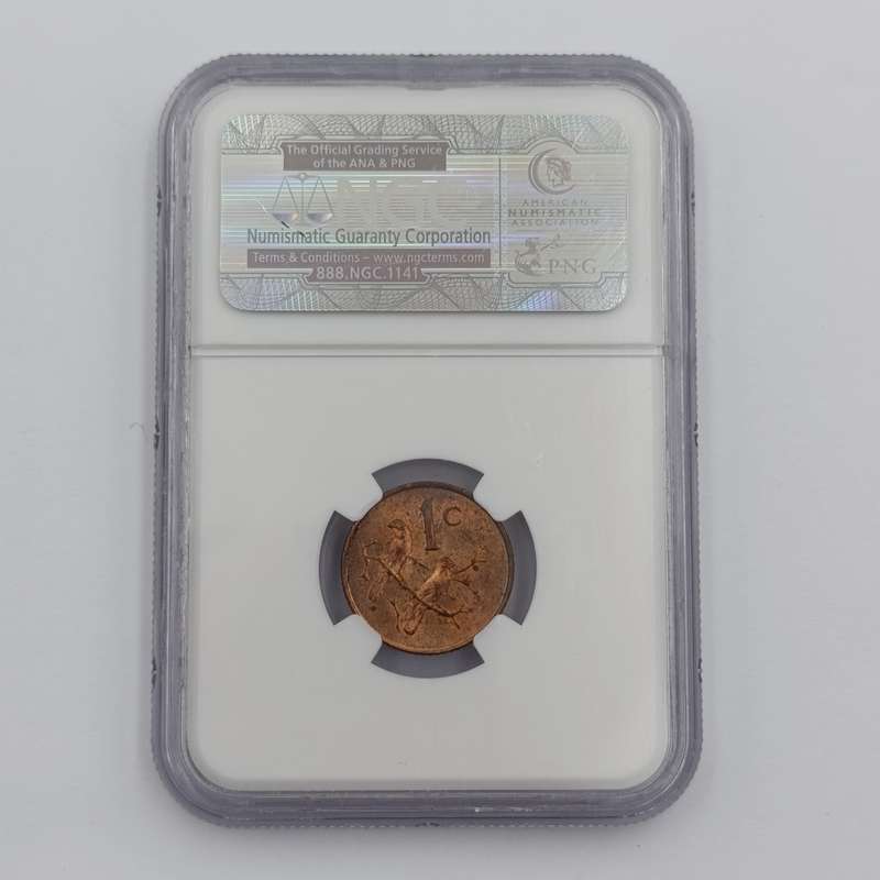 1965 RSA English 1 cent graded ms63 RB by NGC - only 1180 minted