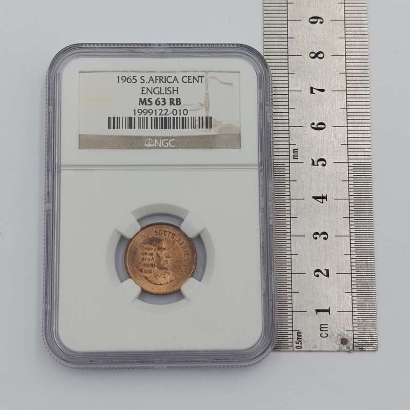 1965 RSA English 1 cent graded ms63 RB by NGC - only 1180 minted