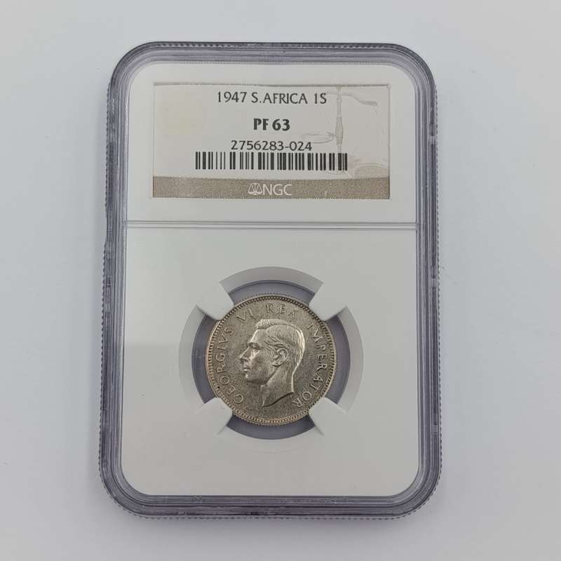 1947 SA Union Proof 1 Shilling graded PF63 by NGC