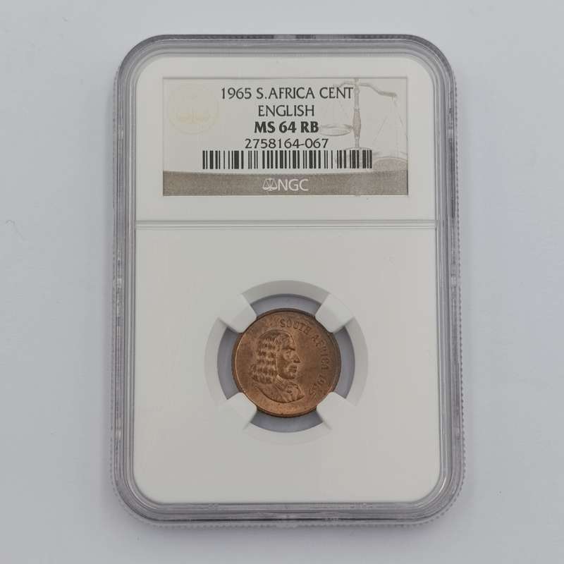 1965 RSA English 1 cent graded MS64 RB by NGC - only 1180 minted