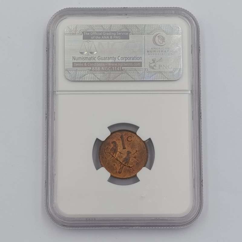 1965 RSA English 1 cent graded MS64 RB by NGC - only 1180 minted