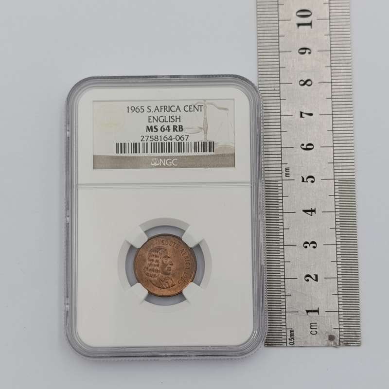 1965 RSA English 1 cent graded MS64 RB by NGC - only 1180 minted