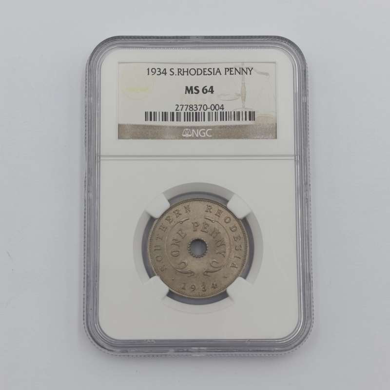 1934 Southern Rhodesia Penny graded MS64 by NGC