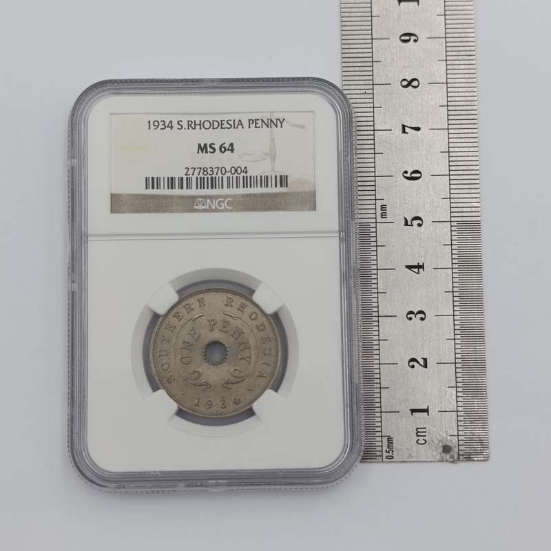 1934 Southern Rhodesia Penny graded MS64 by NGC