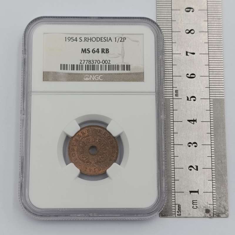 1954 Southern Rhodesia half penny graded MS64 RB by NGC