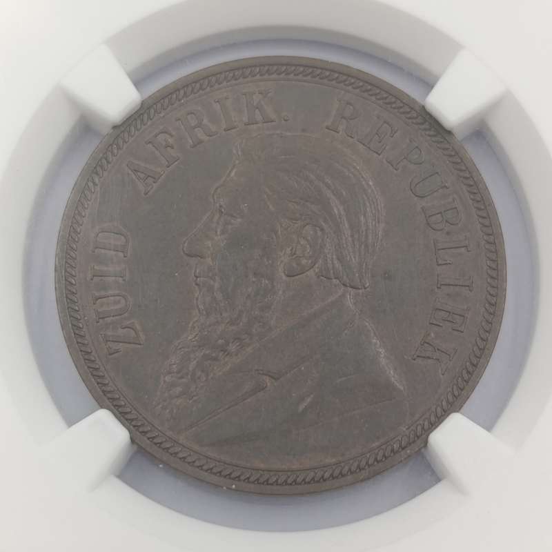 1892 ZAR Kruger Penny graded AU58 BN by NGC