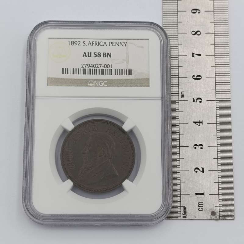 1892 ZAR Kruger Penny graded AU58 BN by NGC