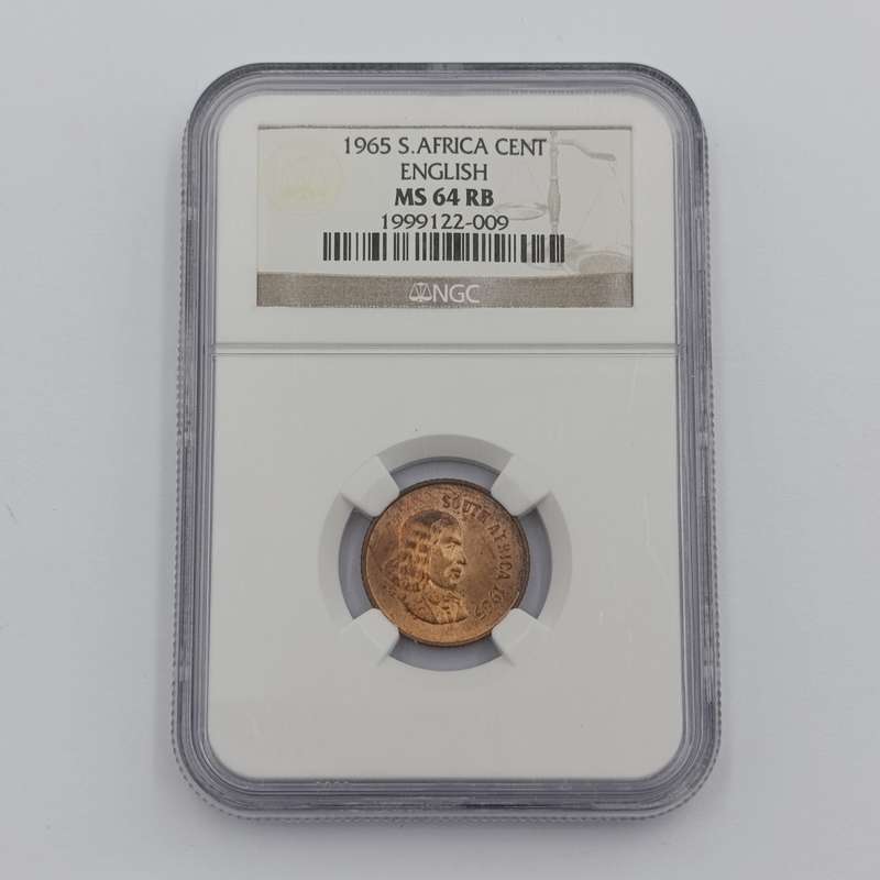 1965 RSA English 1 cent graded MS64 RB by NGC - only 1180 minted