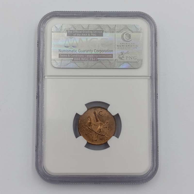 1965 RSA English 1 cent graded MS64 RB by NGC - only 1180 minted