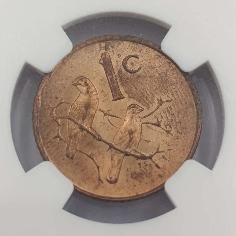 1965 RSA English 1 cent graded MS64 RB by NGC - only 1180 minted