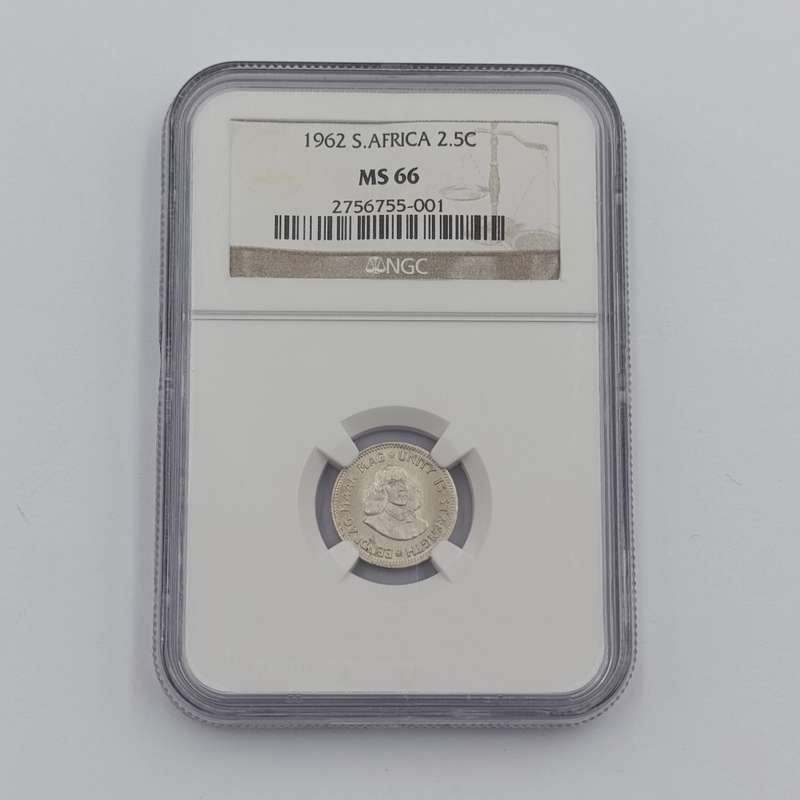 1962 RSA Silver 2 1/2 cent graded MS66 by NGC