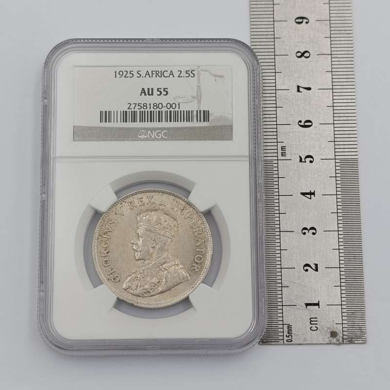 1925 SA Union 2 1/2 Shilling half crown graded AU 55 by NGC