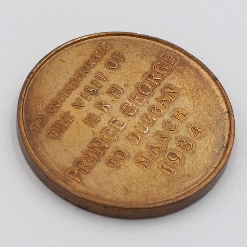 1934 Prince George to Durban visit medallion - scarce