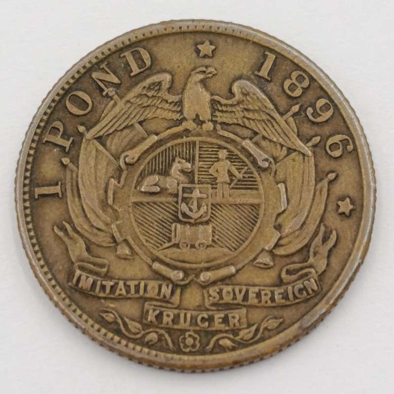 1896 Paul Kruger imitation brass sovereign token