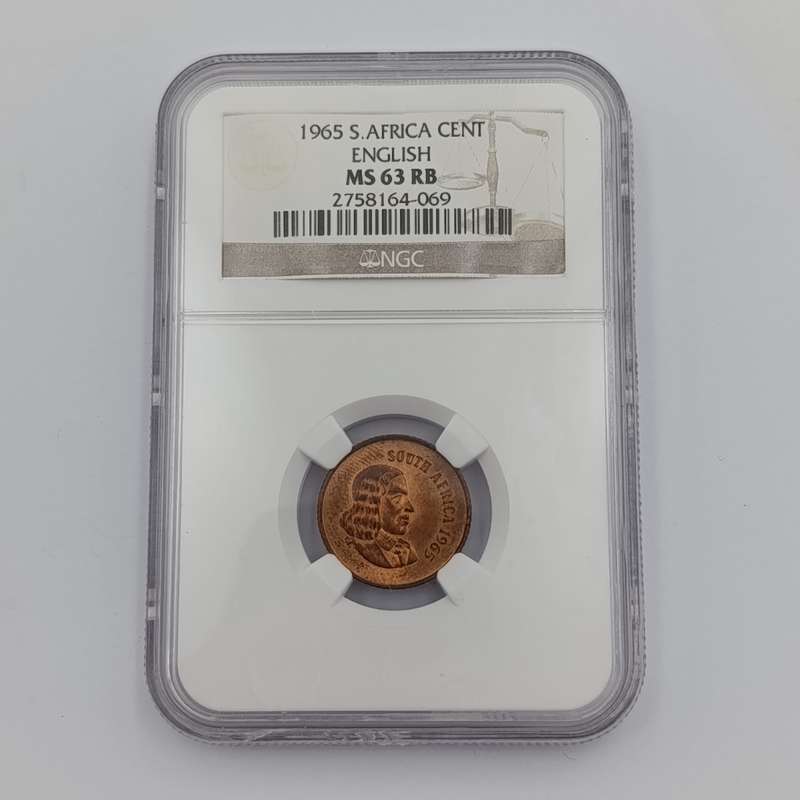 1965 RSA English 1 cent graded MS63 RB by NGC - only 1180 minted