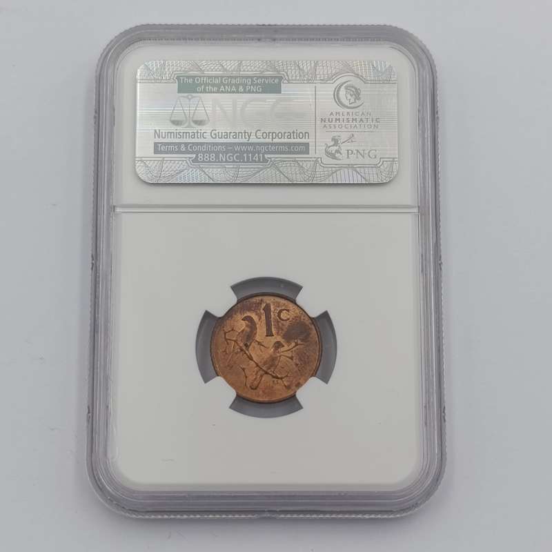 1965 RSA English 1 cent graded MS 64 RB by NGC - only 1180 minted