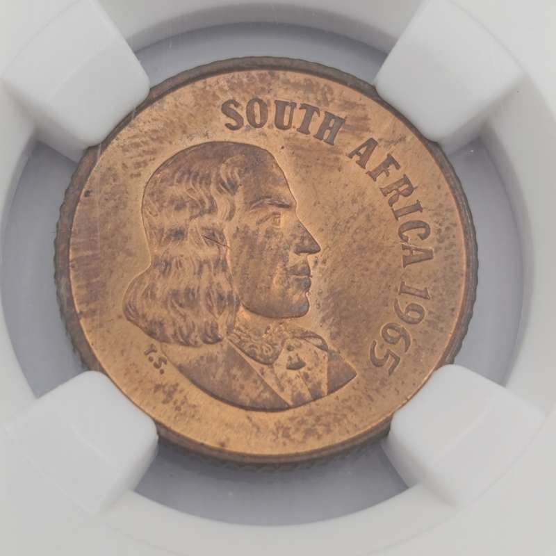 1965 RSA English 1 cent graded MS 64 RB by NGC - only 1180 minted