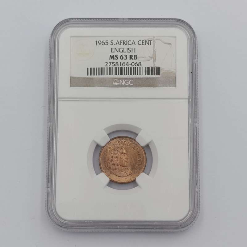 1965 RSA English 1 cent graded MS 63 RB by NGC - only 1180 minted