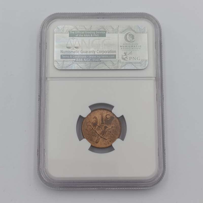 1965 RSA English 1 cent graded MS 63 RB by NGC - only 1180 minted