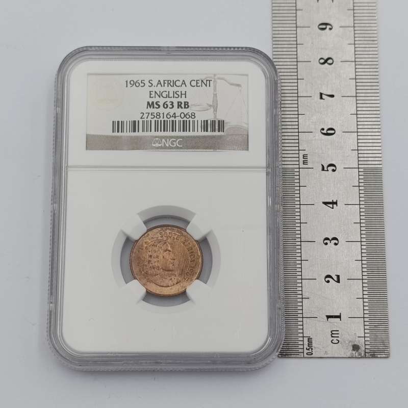 1965 RSA English 1 cent graded MS 63 RB by NGC - only 1180 minted