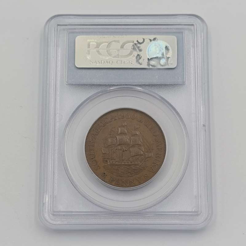 1930 SA Union Penny graded AU 58 by PCGS