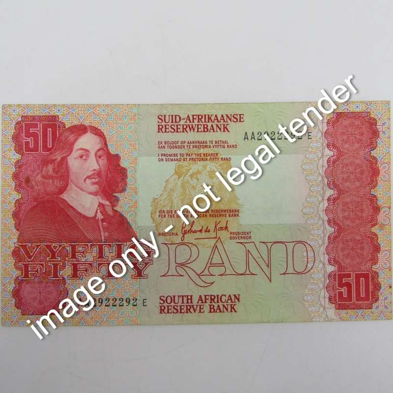 Gerhard de Kock R50 radar banknote - AA 2922292 - very difficult to get