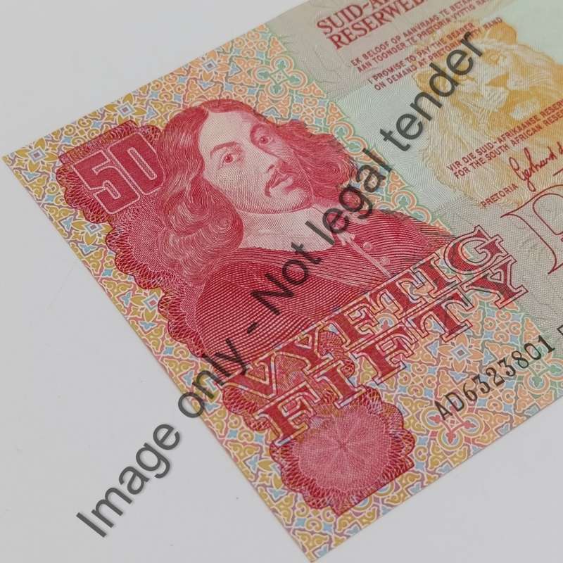 South Africa Banknotes Lot of 6 x R50 notes GPC de Kock - uncirculated with consecutive numbers