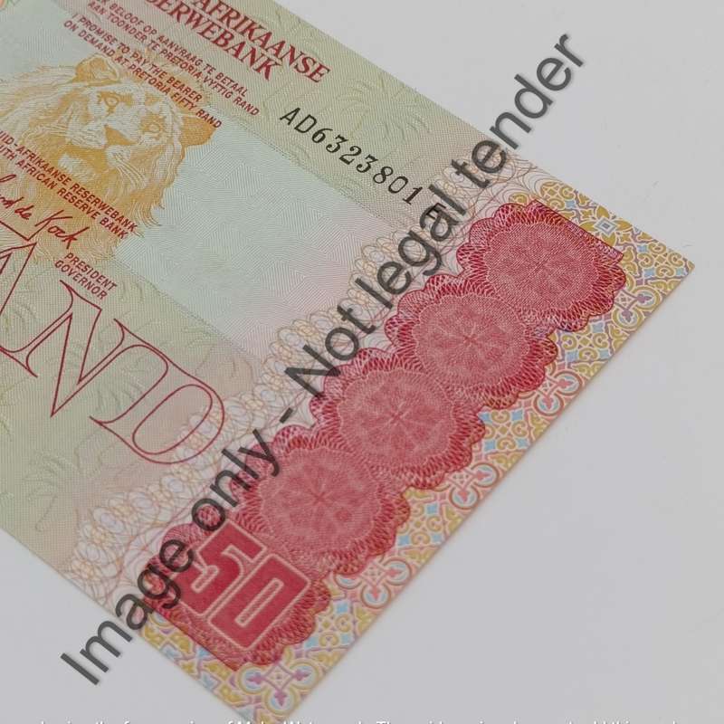 South Africa Banknotes Lot of 6 x R50 notes GPC de Kock - uncirculated with consecutive numbers