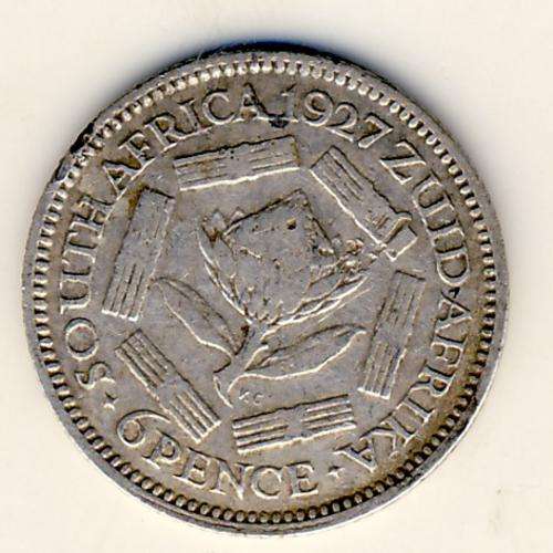 SAU silver 1927 sixpence filler