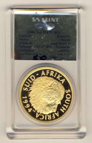Natura 1994 1oz Lion with Pretoria Zoo mintmark - Scarce
