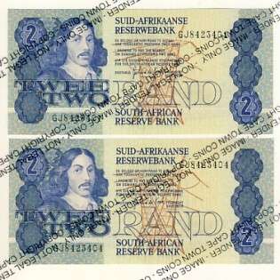 GPC de Kock 3rd issue lot of 2 uncirculated R2 notes - as per scan