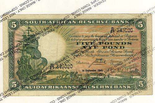 J Postmus - only issue 1942 Five Pound aVF A21