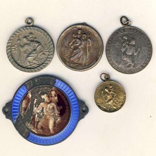 5 different St Christopher medallions - as per scan - you bid per medallion to take all
