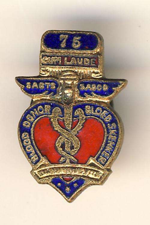 Blood donor badge for 75 donations @ CRAZY R1 start