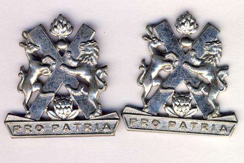 SA Pretoria Highlanders, white metal collar badge - as per scan
