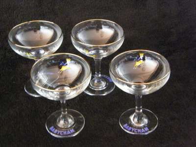 4 small champaign glasses - babycham