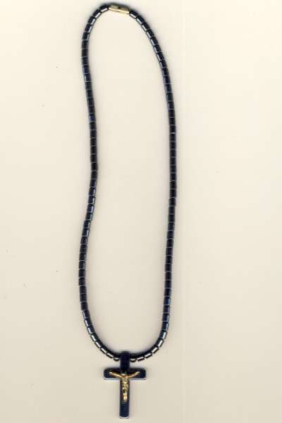Hematite necklace Jesus on the cross