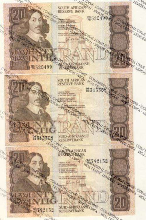 GPC de Kock - 3rd Issue AU uncirculated D5, D6 & D7 R2 notes