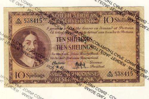 1955 Ten Shilling MH de Kock VF