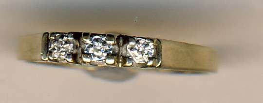 9ct gold ring with 3 small diamonds