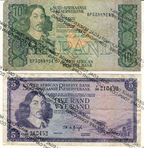 Lot of 9 old SA Banknotes as per scan all different